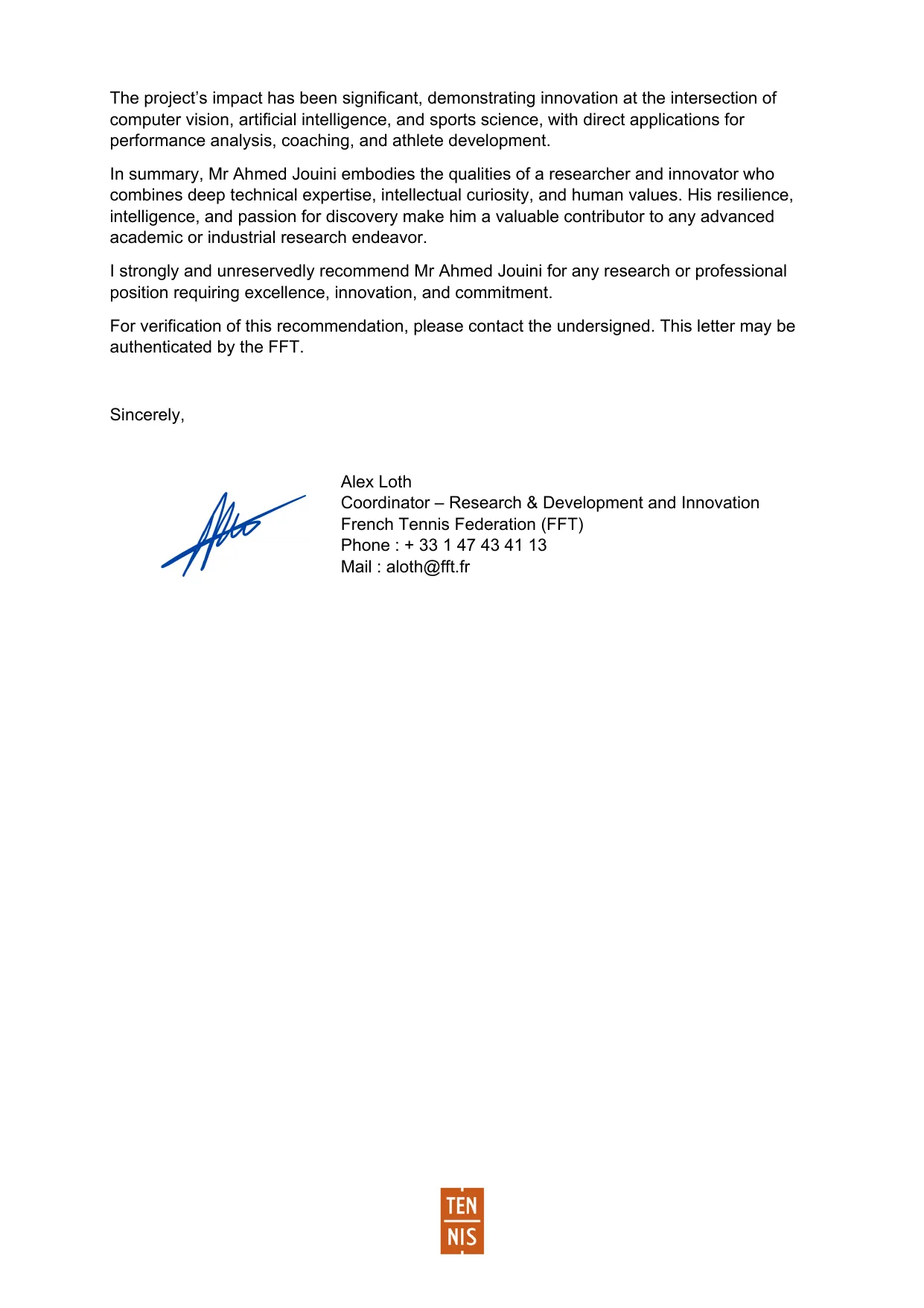 Page 2 of the recommendation letter
